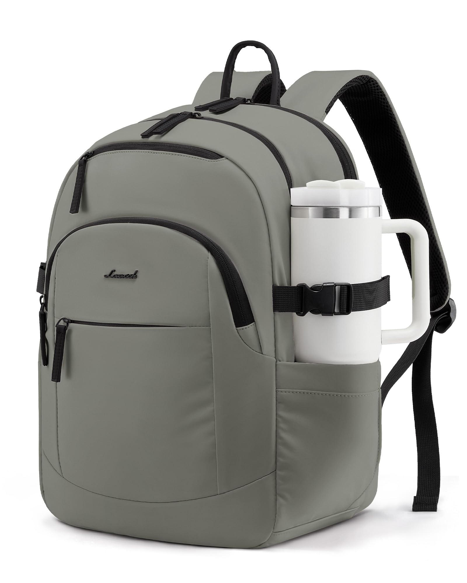 LOVEVOOK Rucksack Damen Herren, Groß 17,3 Zoll Laptop Rucksäcke, Wasserdicht Schulrucksack Teenager Tagesrucksäcke Backpack Women, Lehrertasche Arbeitstasche Reiserucksack für Schule Uni Büro, Grün