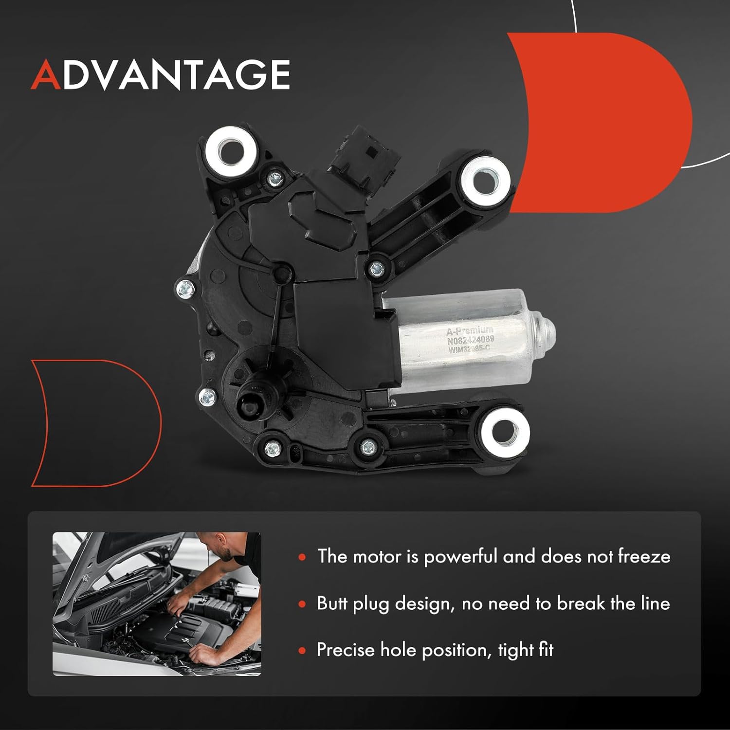 A-Premium Rear Windshield Wiper Motor Compatible with Mini Cooper 2014 2015 2016 2017 2018 2019, 5-Pin, Replace# W000060245