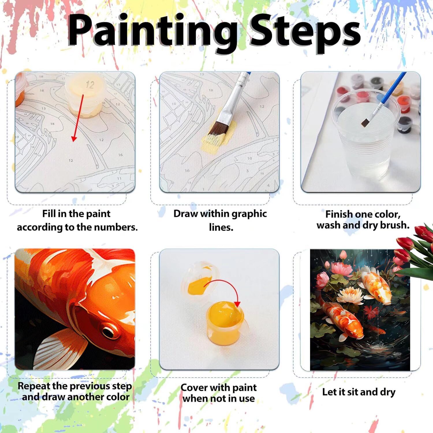 Malowanie po numerach, ryby po numerach, dla dorosłych, malowanie po numerach, dla dorosłych, rękodzieło, malowanie według numerów dzieci, DIY obraz olejny, akrylowy pigment, rysunek, lakier (bez