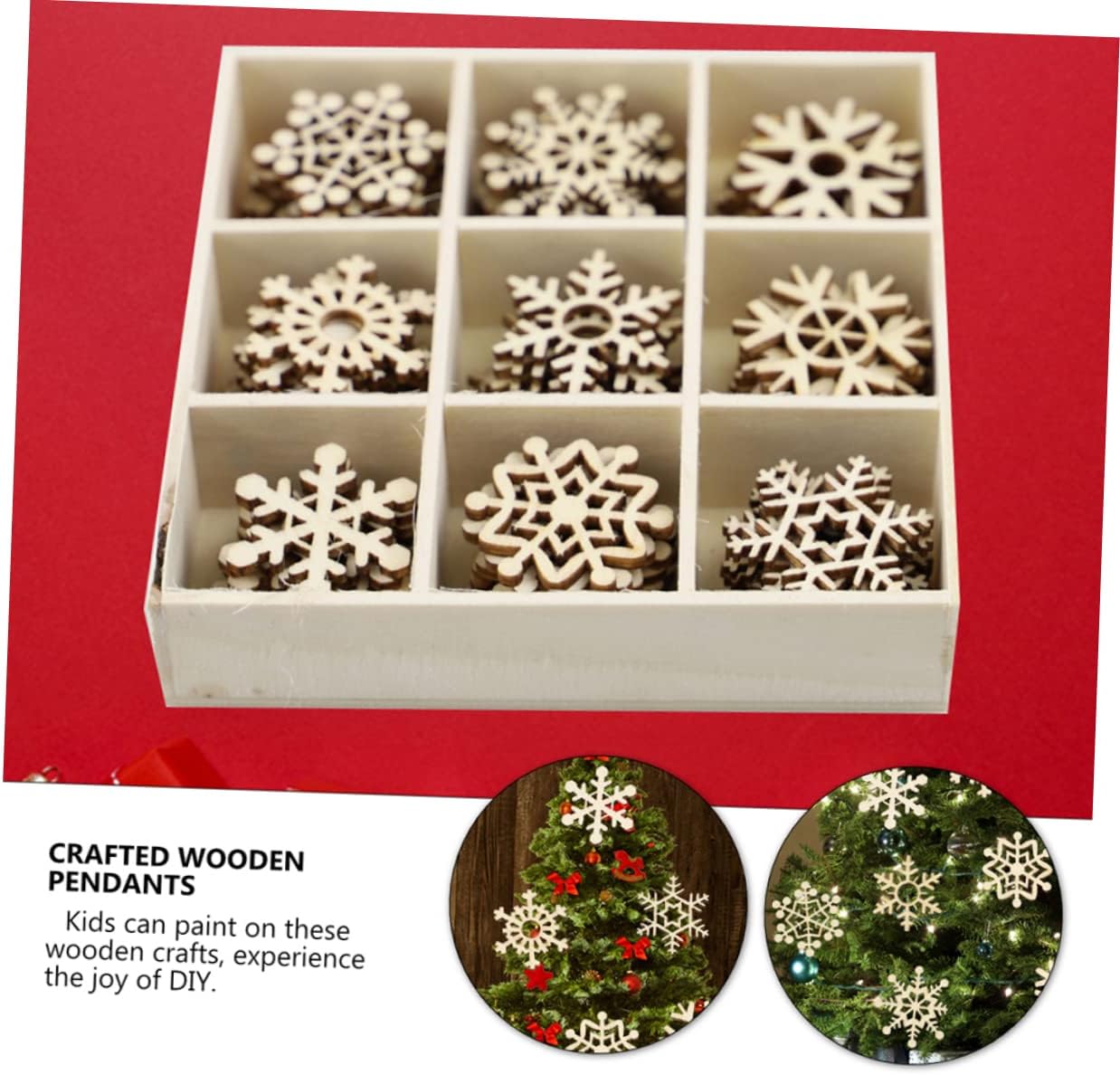 72pcs Wooden Snowflake Ornaments Craft Compartments for Christmas Decoration Unique Festive Pendants for Home and Tree Decor