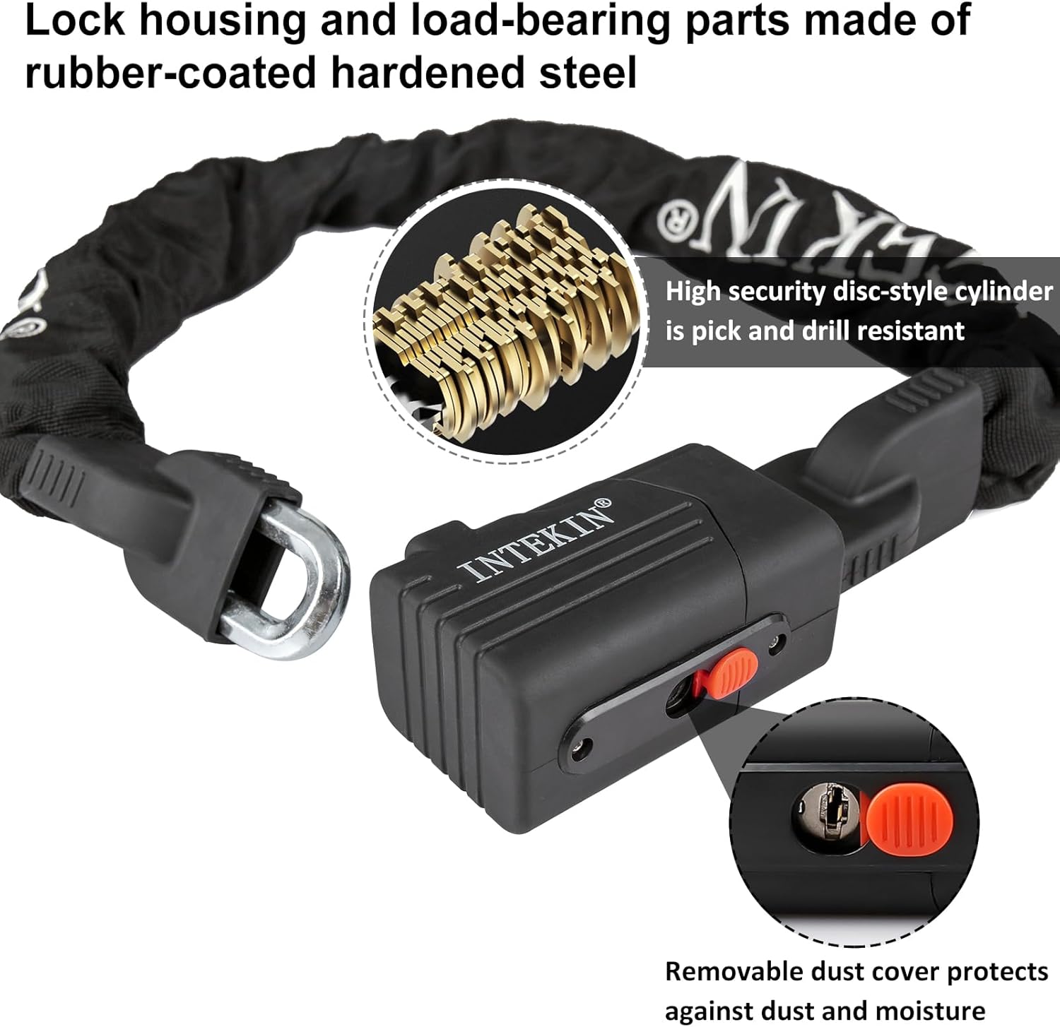 Bike Chain Lock 3FT/4FT/5FT Heavy Duty Bike Lock Anti-Theft Bicycle Chain Lock 8mm/10mm Thicker Bicycle Lock Chain Bike Lock with 3 Keys for Bike, Motorcycle
