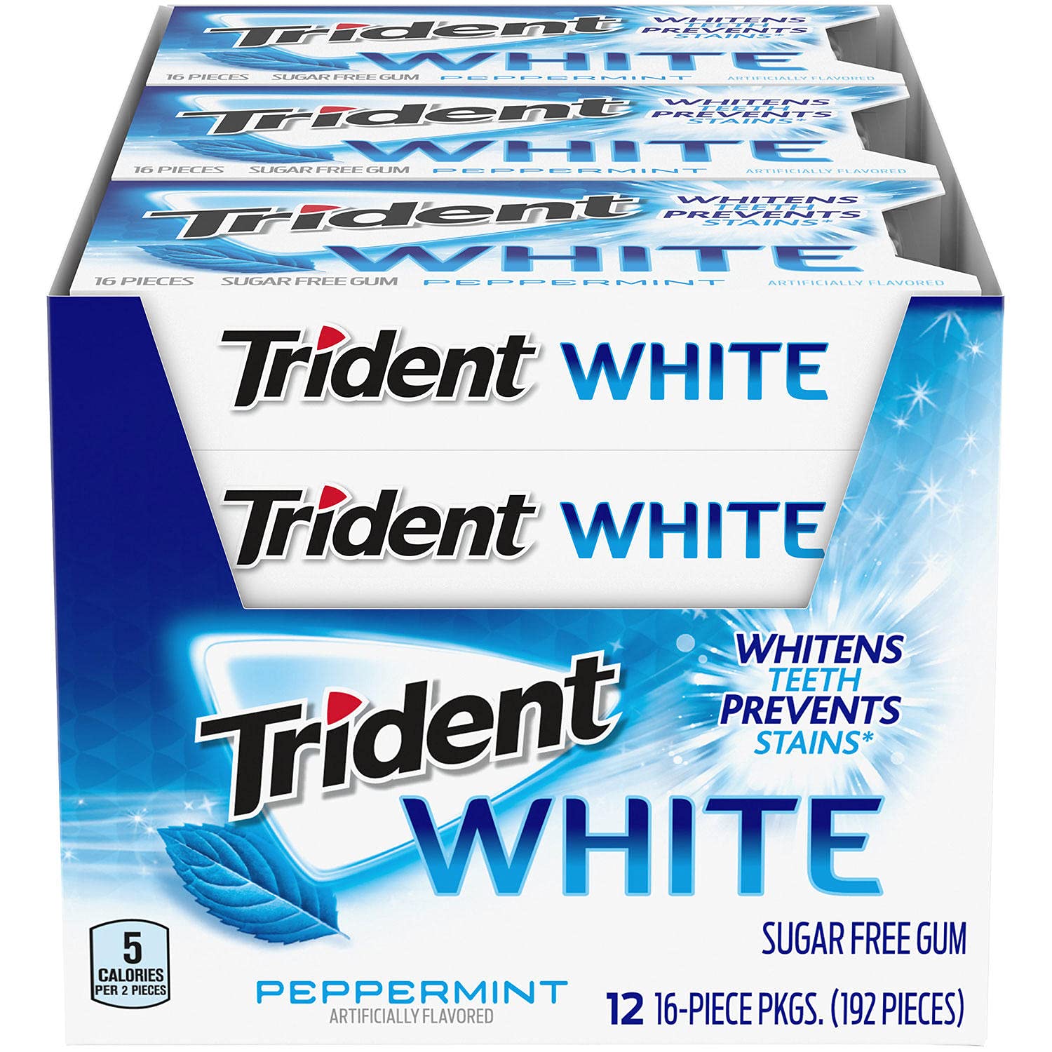 Chicle Trident Sabor Peppermint Sin Azúcar, Pack de 144 Unidades