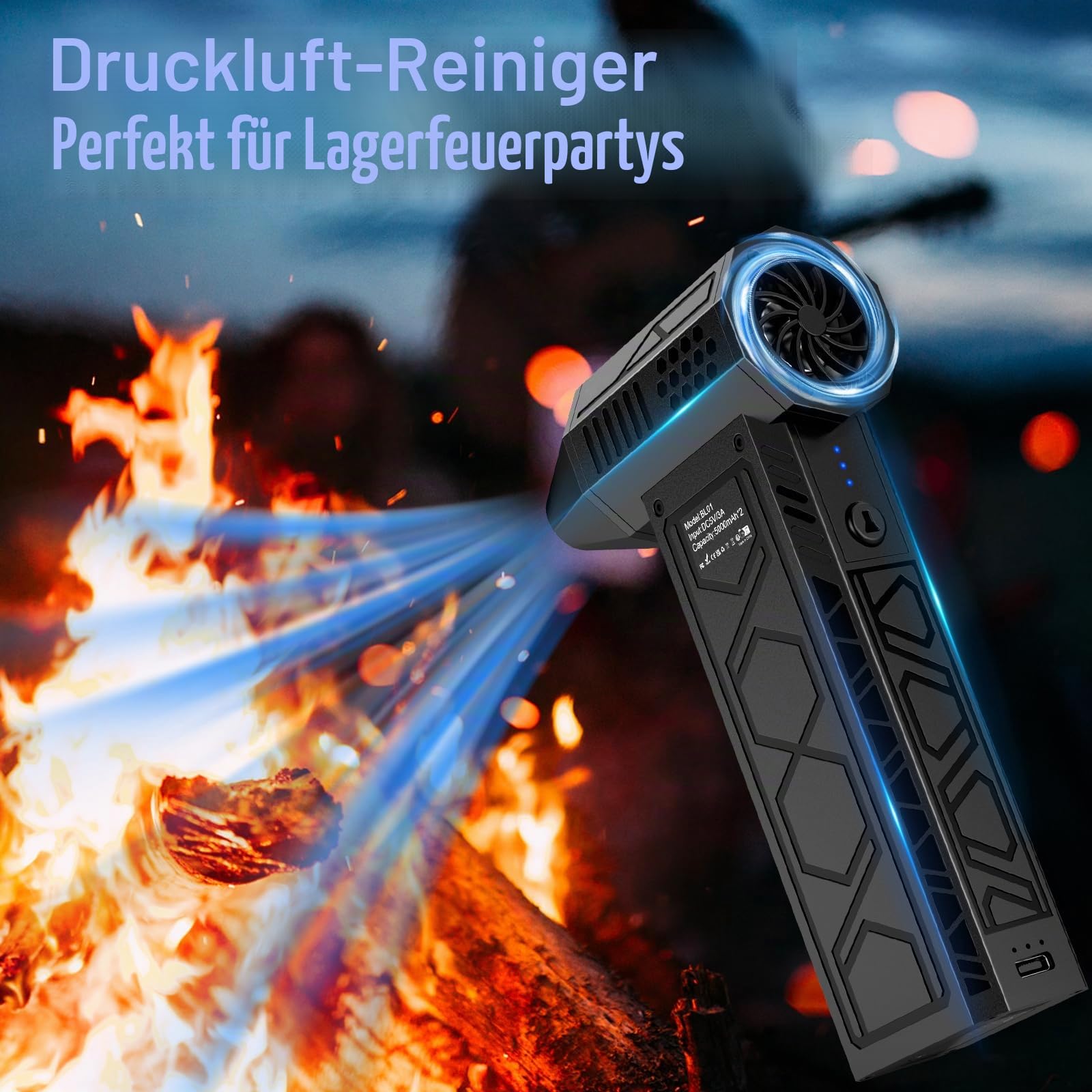 Elektrische Staubgebläse,2025 Neues Modell Zwei-in-Eins Mini-Gebläse mit Taschenlampe für den Außenbereich,180000RPM Druckluftspray Reinigungsgeräte mit Windgeschwindigkeit der Stufe 4 für Auto
