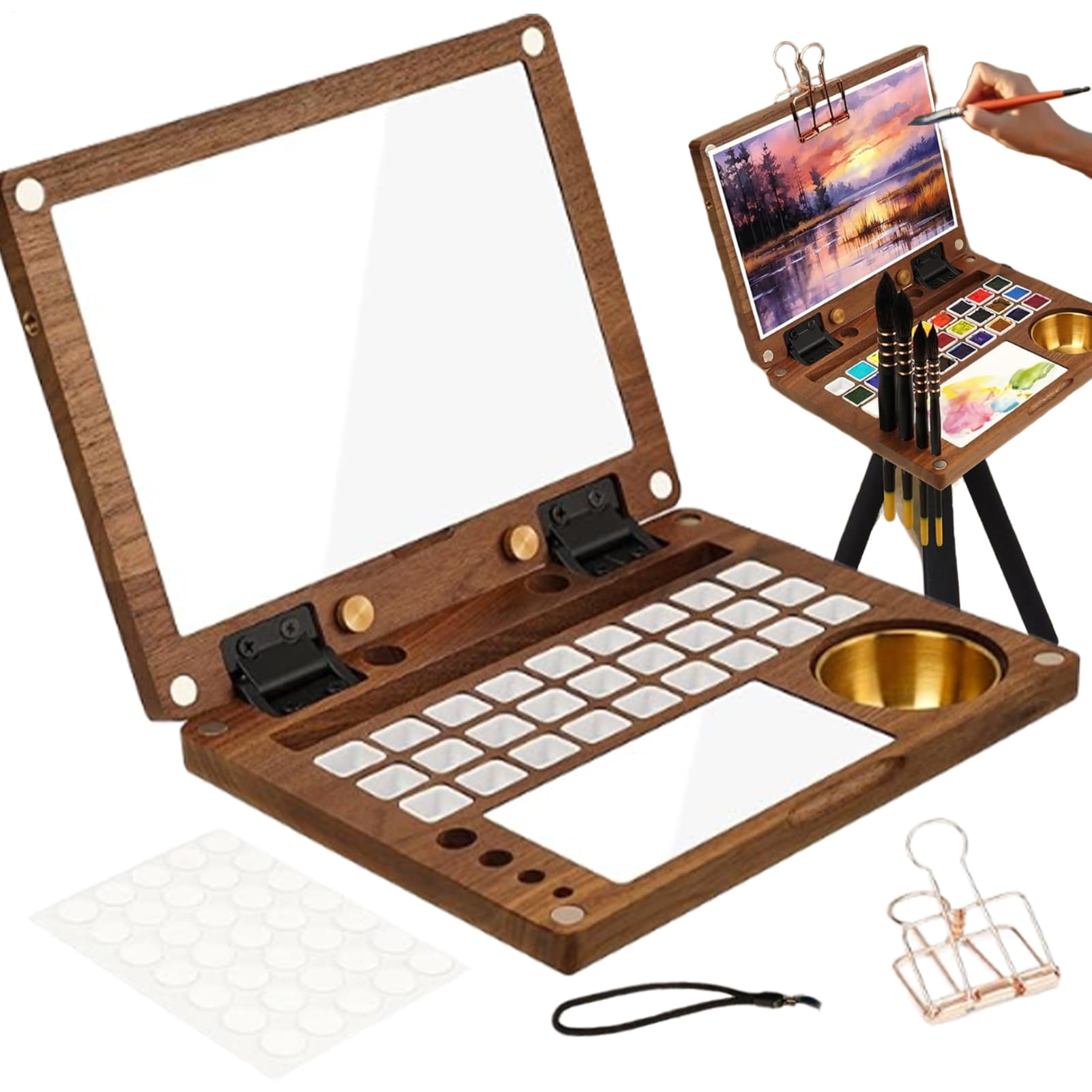 Palette Vide Aquarelle 27 Cases Boîte Mixte Peinture Bois Extérieur