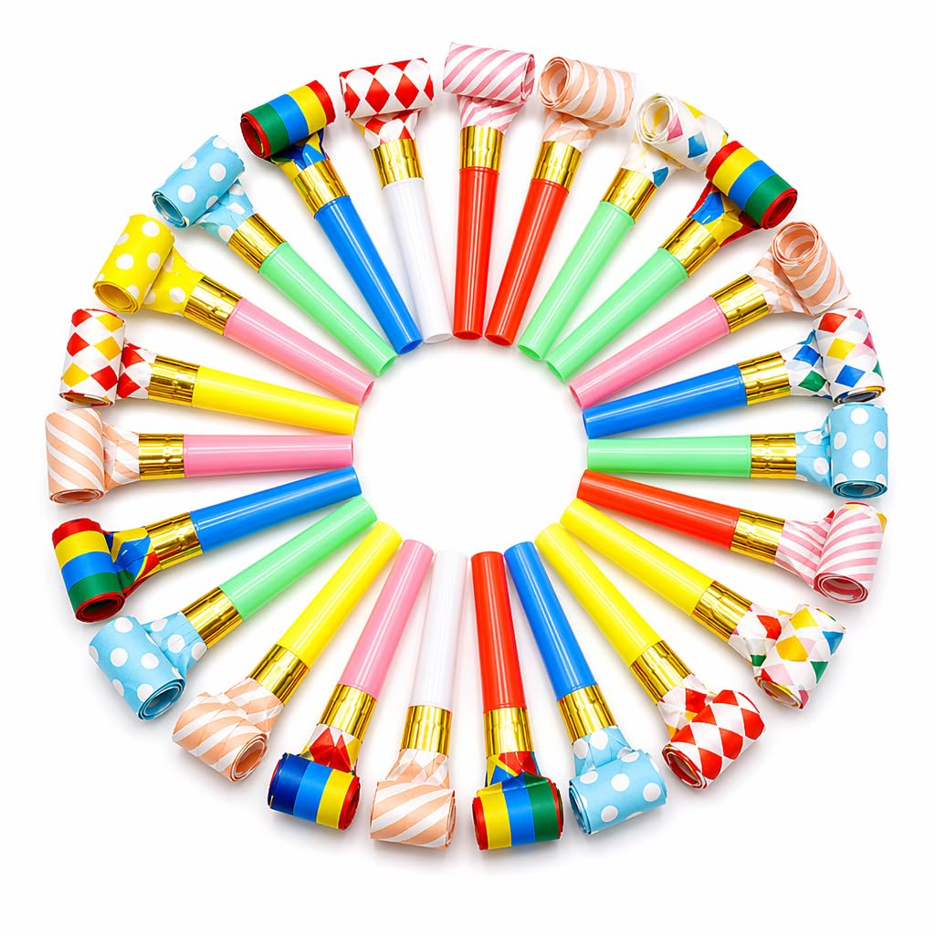 30 PCS Party Blowers, Colorful Celebration Noisemakers for Festive Events, Colourful & Fun Whistles, Reusable Party Bag Fillers
