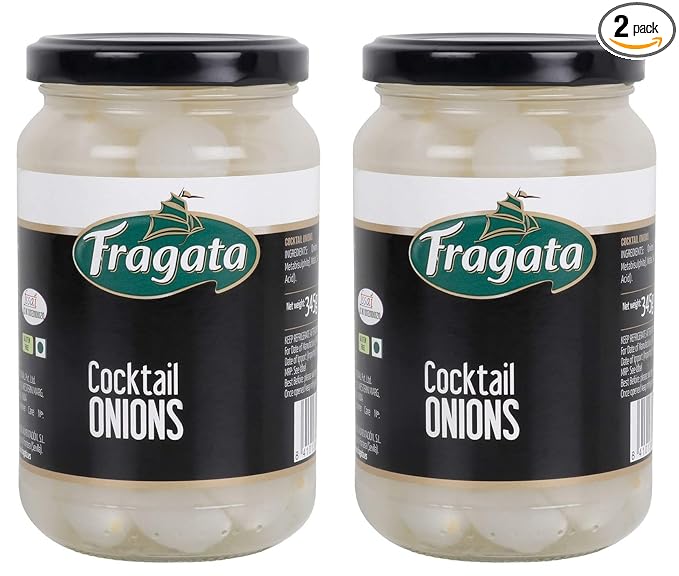 Fragata Spanish Preserved Cocktail Onions 345g (Combo Pack of 2)