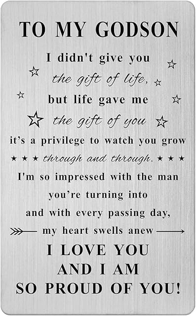 Jzxwan Godson Gifts from Godmother, Personalized Godson Birthday Card, Godson Graduation Baptism Christmas Wallet Card, Godson Present for Boys from Godparents