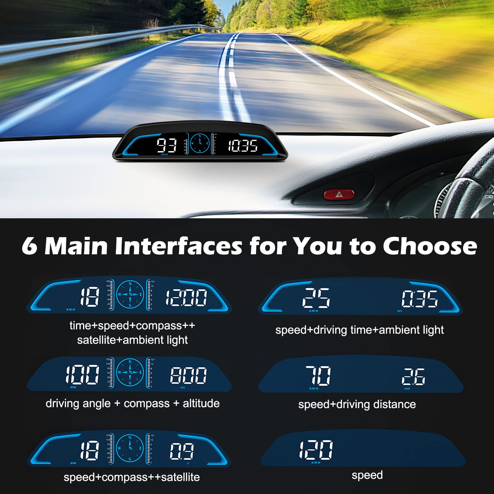 Display HUD Per Auto, Moto E Camion, Mostra Velocità Digitale KM/H, Alimentazione USB, Facile Installazione