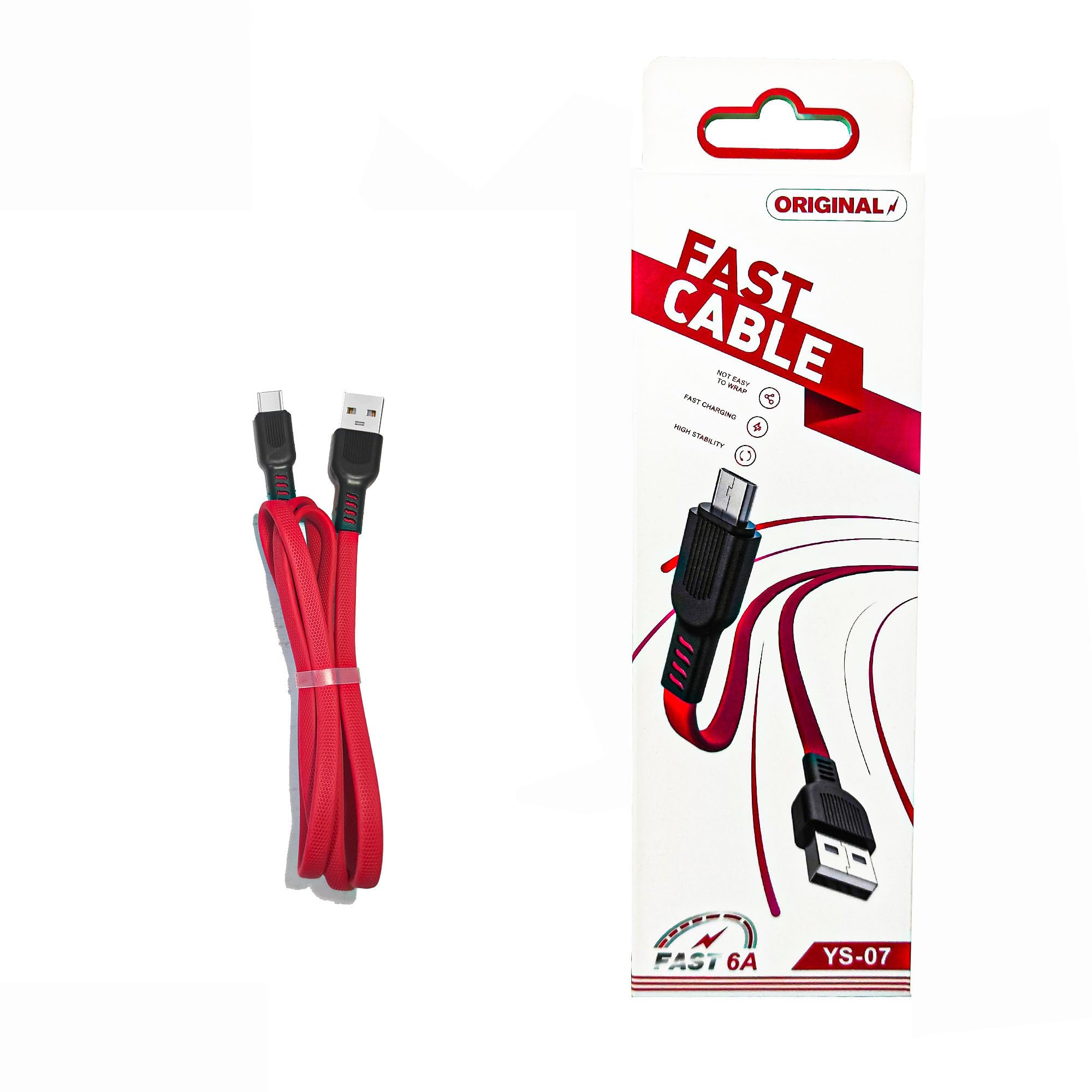 Versa-Mart Fast Charging 6A Type C USB Cable - 1 Meter - Compatible with Various Devices (Red)