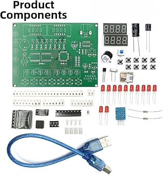 1 Set Smart Temperature Humidity Control System DIY Kit with PCB Board Components, Real-Time Digital Display, 5V USB Power Supply for Educational Training