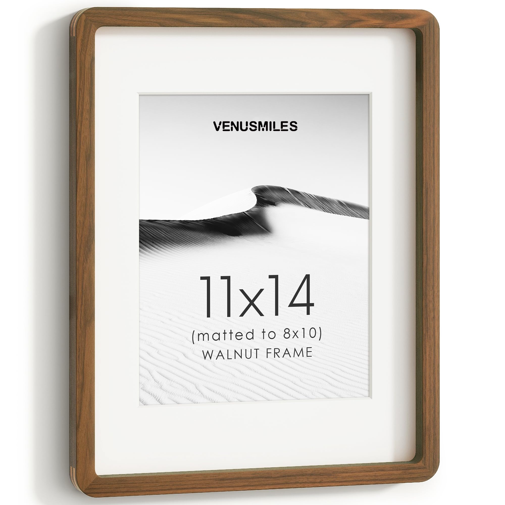 11x14 Picture Frame, USA-Sourced Natural Walnut Wood Photo Collage Frame