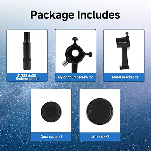 Miniatura 16 de SVBONY SV182 Finderscope, buscador óptico de imagen correcta en ángulo recto, alcance de 6 x 30 para telescopio de astronomía, con mira y soporte