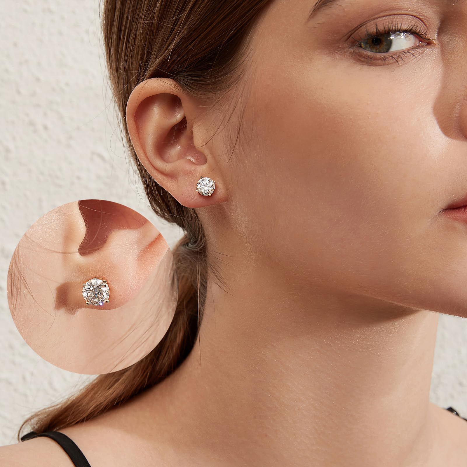jiamiaoi 18 Karat Weißgold plattiert Glänzend Ohrringe Silber 925 Stecker, 4mm-8mm 4A+ Zirkonia Ohrstecker Herz Ohrringe Fur Damen Herren