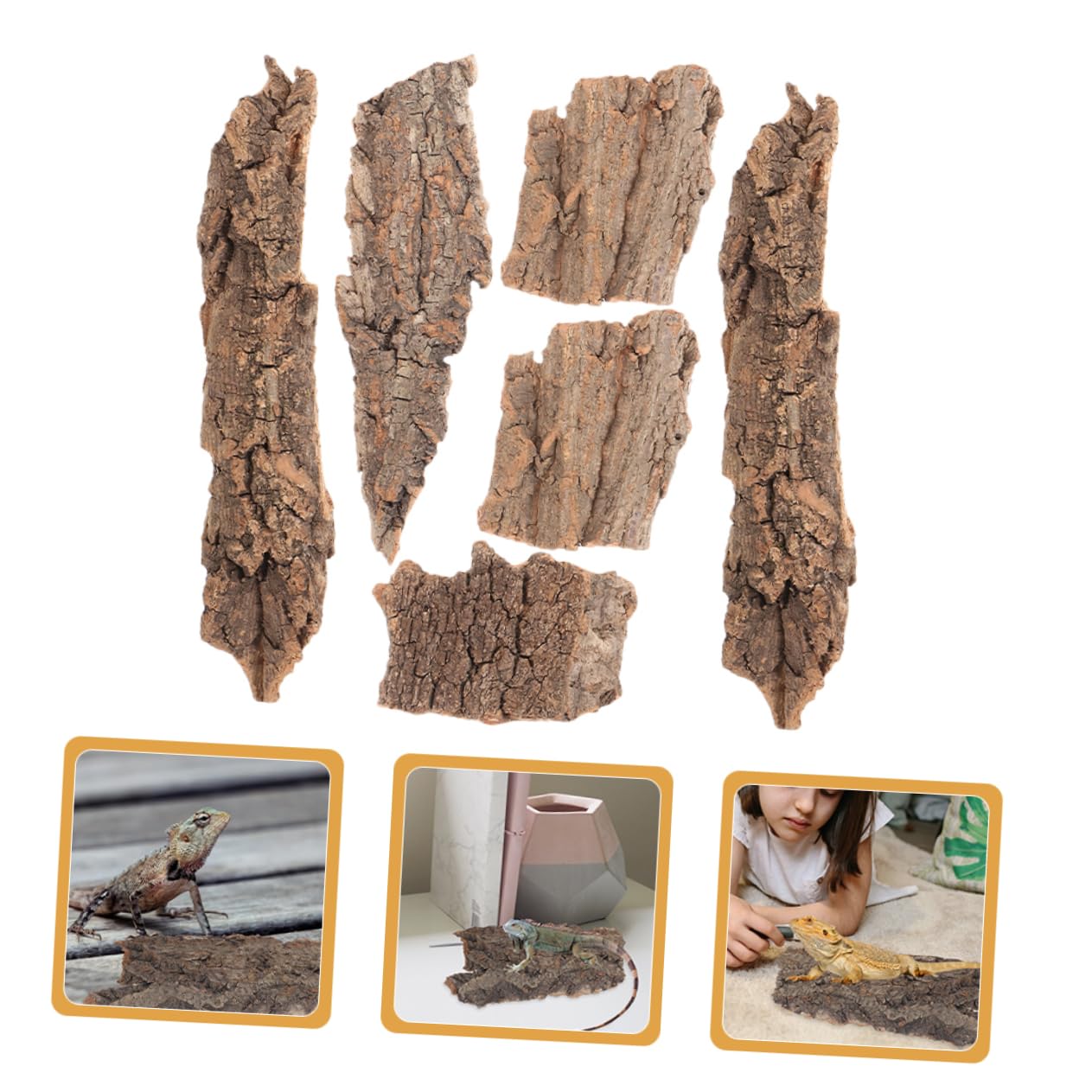 HANABASS 24piezas Decoración De Terrario para Reptiles De Corteza De Árbol Natural Plataforma De Sol para Reptiles Accesorio De Escalada para Acuarios y Terrarios Mediano