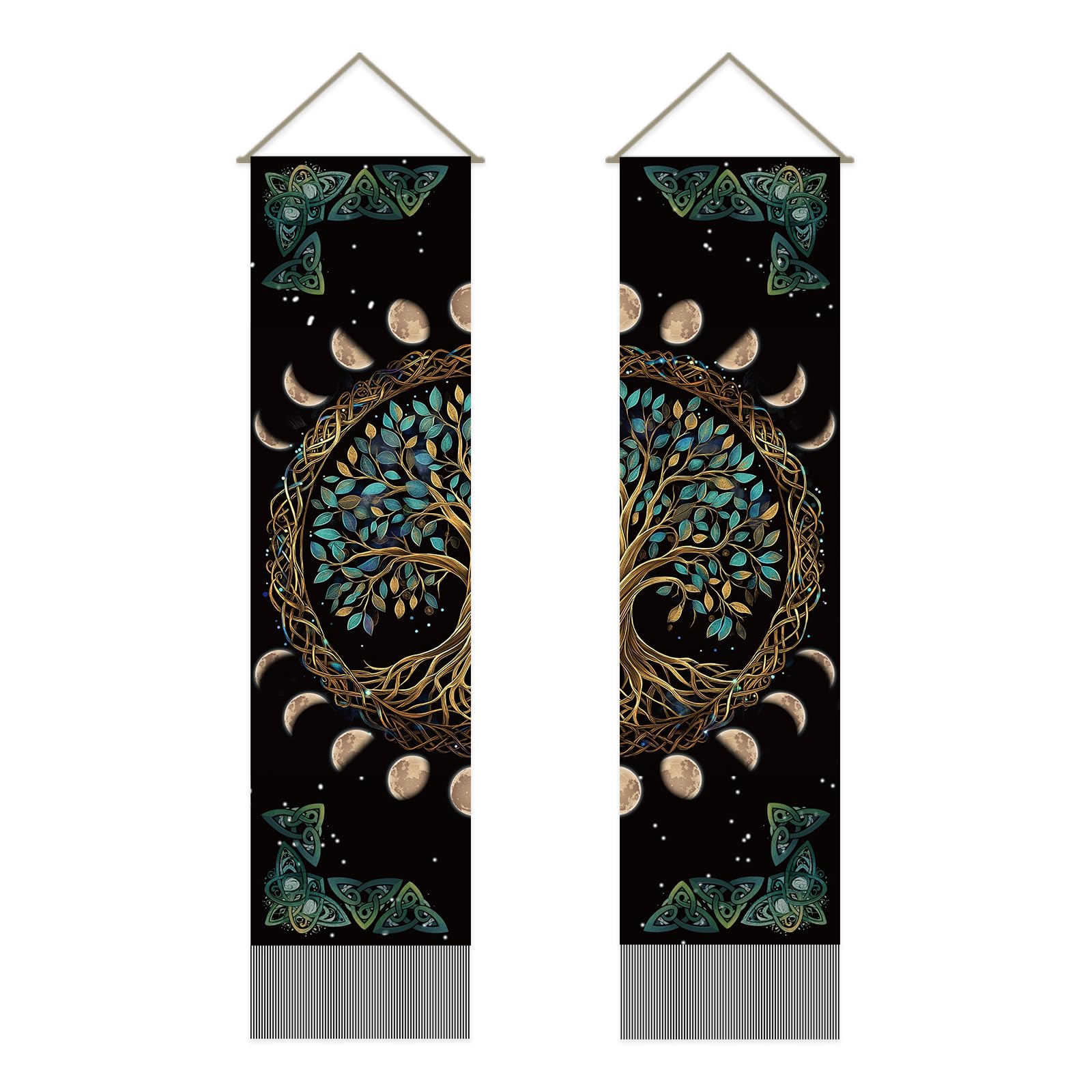 SUPERDANT Tree of Life Tapestry Moon Phase Wall Tapestry Gothic Wall Hanging Decoration Pack of 2 Tapestries with Tassel Long Tapestries for Bedroom Living Room Dorm Decorations - Image 2