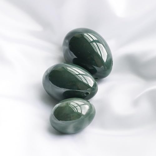 Miniatura 9 de Juego de 3 huevos de jade nefrita auténticos, más lujosos, exquisitos y curativos, perforados, 3 tamaños grande, mediano y pequeño