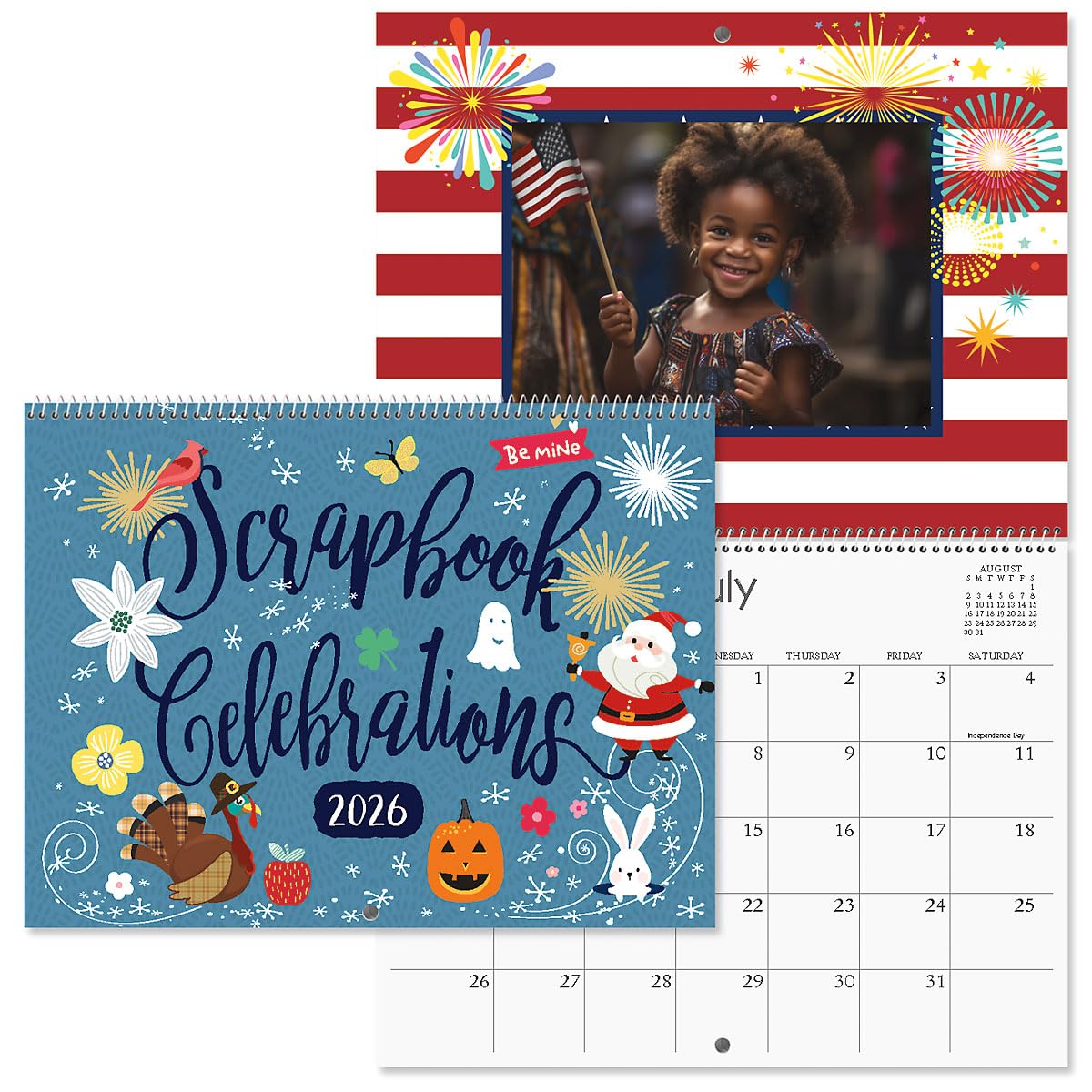 Current 2026 Celebrations Scrapbook Wall Calendar - 12-Inch x 9-Inch Size Closed, 18-Inch Size Open, Large Bookstore-Quality, DIY Spiral-Bound Hanging Calendar for Kitchen & Office, by Current