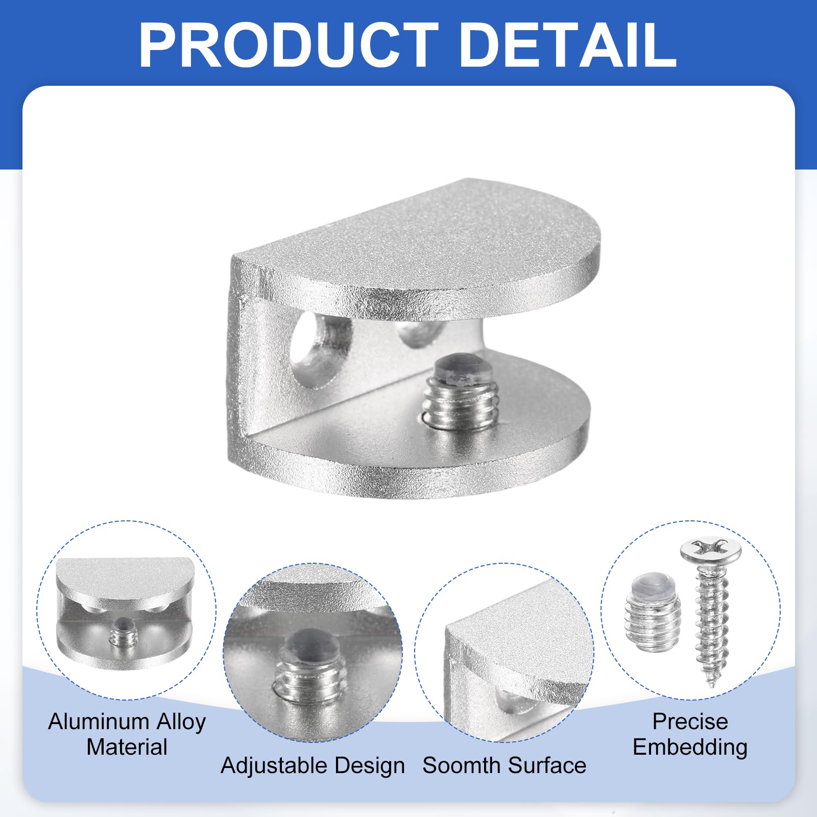 PATIKIL 4 Pcs Adjustable Frameless Glass Shelf Bracket - Image 3