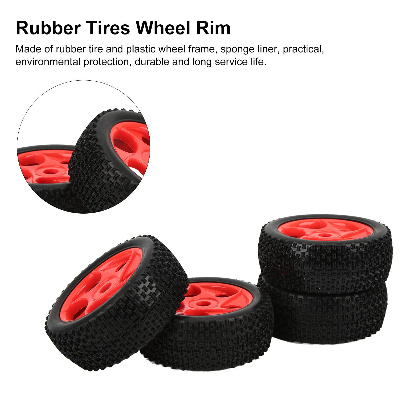 Jeu de Jantes de Pneus en Caoutchouc de Voiture RC, 4 Pièces de Jantes Hexagonales et de Pneus en Caoutchouc pour 1/8 1/10 Pneus de Revêtement D'éponge de Voiture Télécommandés RC sur Route Touring Dr