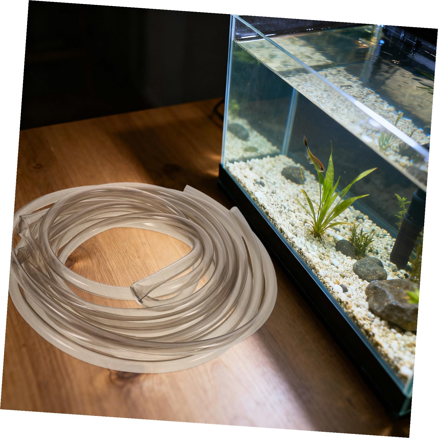 SEWACC Aquarium Siphonschlauch 5m PVC mit Klemme Flexibler Bodengrundreiniger für Wasserwechsel und Kiesreinigung im Aquarium Manueller Aquarien Wasserwechsler für Süß und Salzwasser