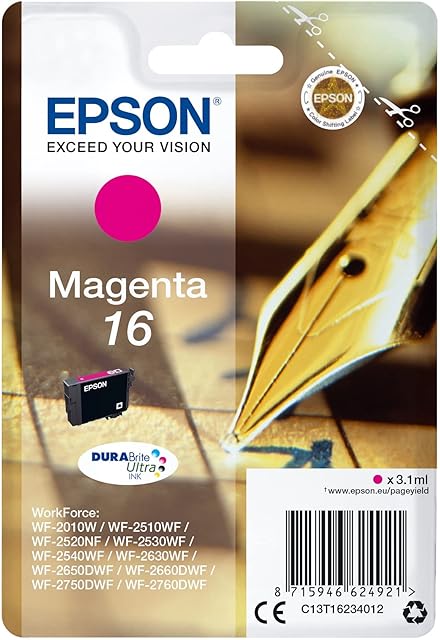 Epson 16 Magenta Pen & Crossword, Genuine, DURABrite Ultra Ink