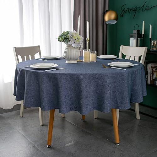 Miniatura 8 de Qidordour Mantel redondo de 48 pulgadas de diámetro, mantel de lino sintético, resistente al agua, a prueba de derrames, lavable, de poliéster, para
