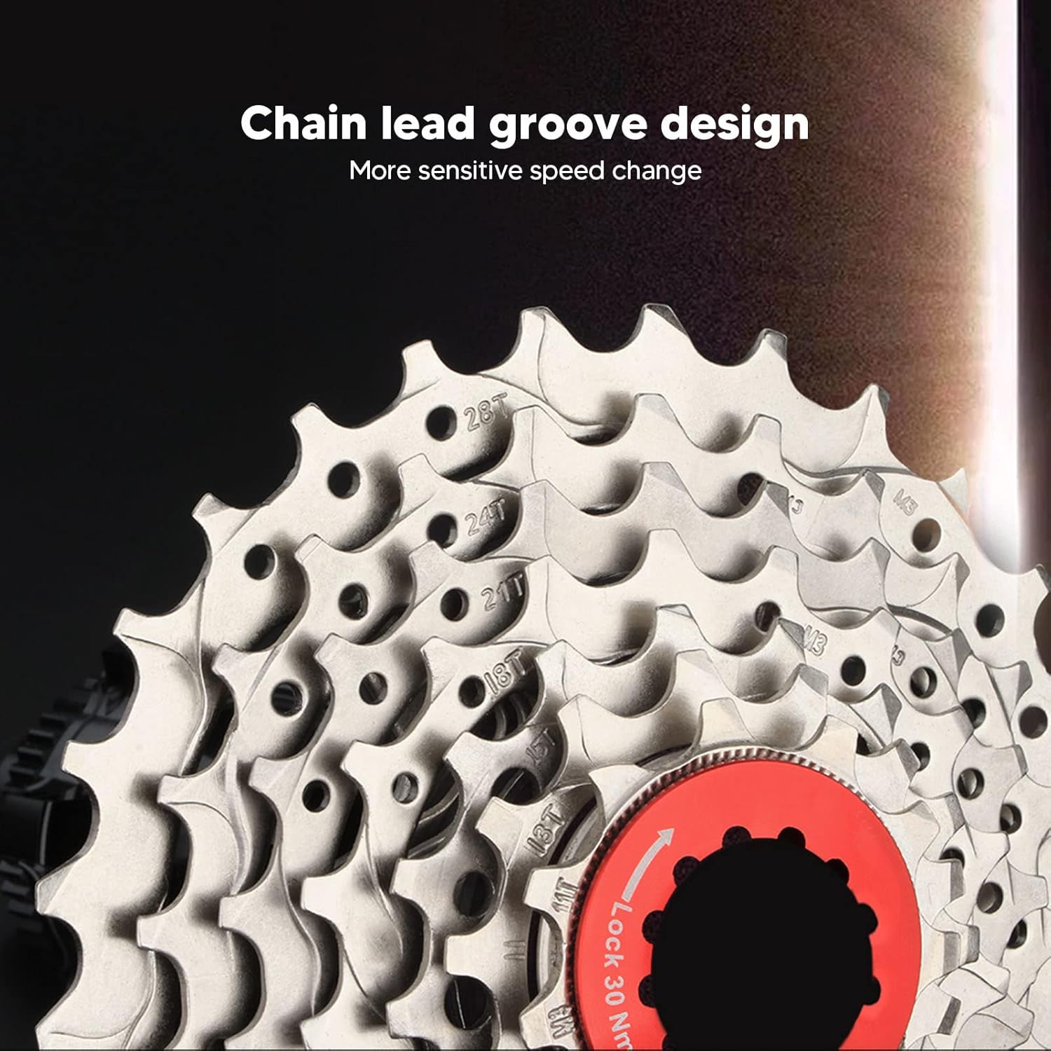 11-28T Bike Sprocket 7 Speed Cassette, Chrome Molybdenum Steel Bike Speed Flywheel with Chain Guide Slot and Mud Discharge Holes for Folding Bike Conversion