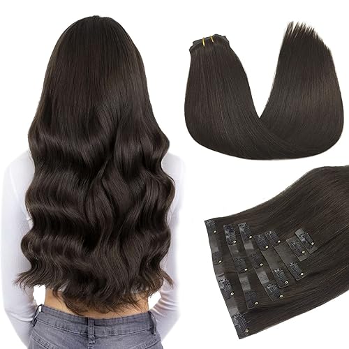 Extensiones de cabello humano con clip sin costuras, color marrĂłn oscuro, 20 pulgadas, 7 unidades, 5.57 onzas, extensiones de cabello Remy lacio, Extensiones de cabello humano con clip sin costuras, color marrĂłn oscuro, 20 pulgadas, 7 unidades, 5.57 onzas, extensiones de cabello Remy lacio,