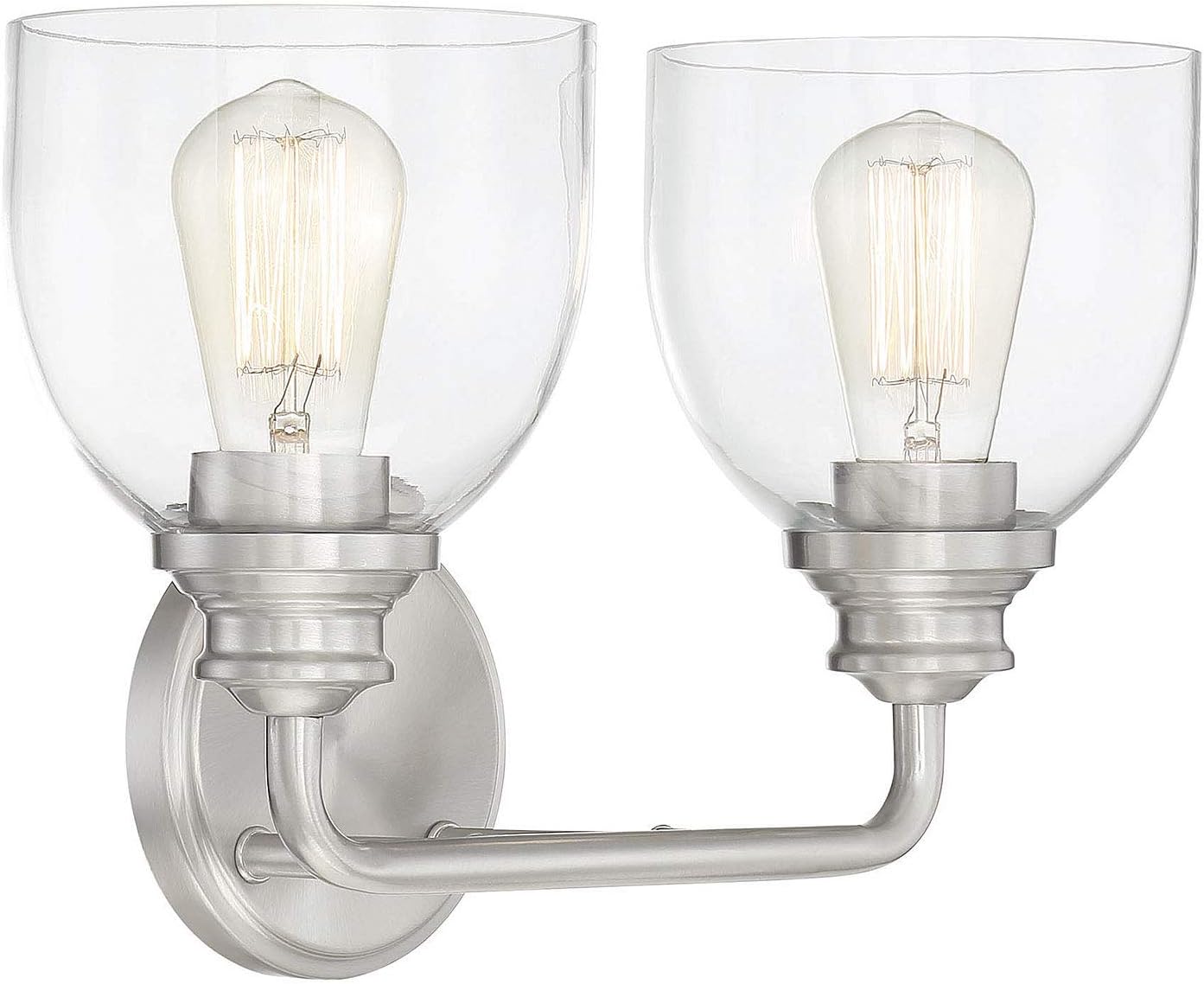 Savoy House 8-8020-2-BK Marshall Modern Clear Seeded Glass Bathroom Vanity Wall Light, 2-Light 120 Total Watts, 10" H x 13" W, Matte Black