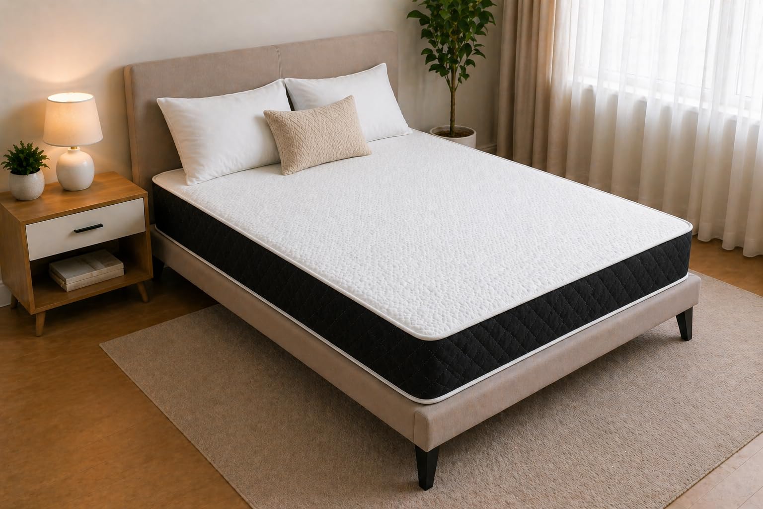COZY HUB LTD Hybrid Memory Foam Mattress 6.5 Inch Medium Soft | Open Coil Spring Support & Cool Touch Fabric | Breathable Comfort Mattress for Single, Small Double, Double & King Size (5FT Kingsize)