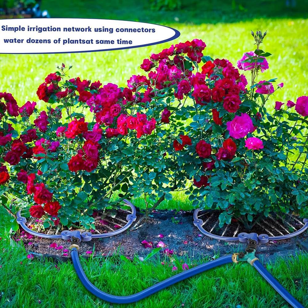 4Pcs Deep Root Tree Watering Irrigation Rings System 4Pcs Tree Watering  Rings With Y Splitters - Deep Root Irrigation System For Outdoor Plants  Drip Irrigation Circle, image size:1001x1001