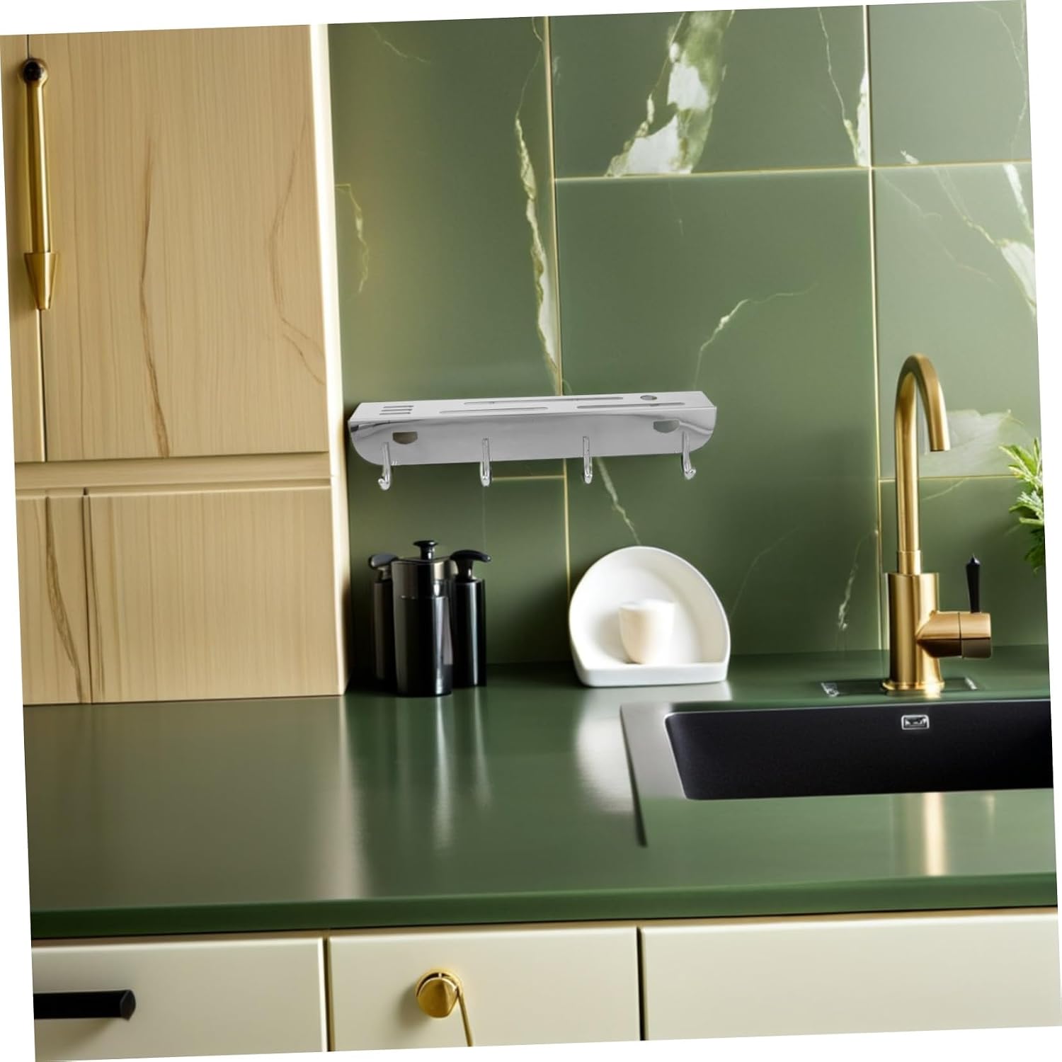 Stainless Steel Wall Mounted Knife Holder Rack with 4 Hooks