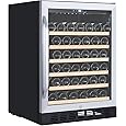 GarveeHome 24'' Wine Cooler Refrigerator - 46 Bottles Capacity, Professional Compressor, 41°F To 64°F Temp Control, Stainless Steel & Tempered Glass, With Safety Lock, Built-In Or Freestanding