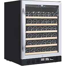 GarveeHome 24'' Wine Cooler Refrigerator - 46 Bottles Capacity, Professional Compressor, 41°F To 64°F Temp Control, Stainless Steel & Tempered Glass, With Safety Lock, Built-In Or Freestanding
