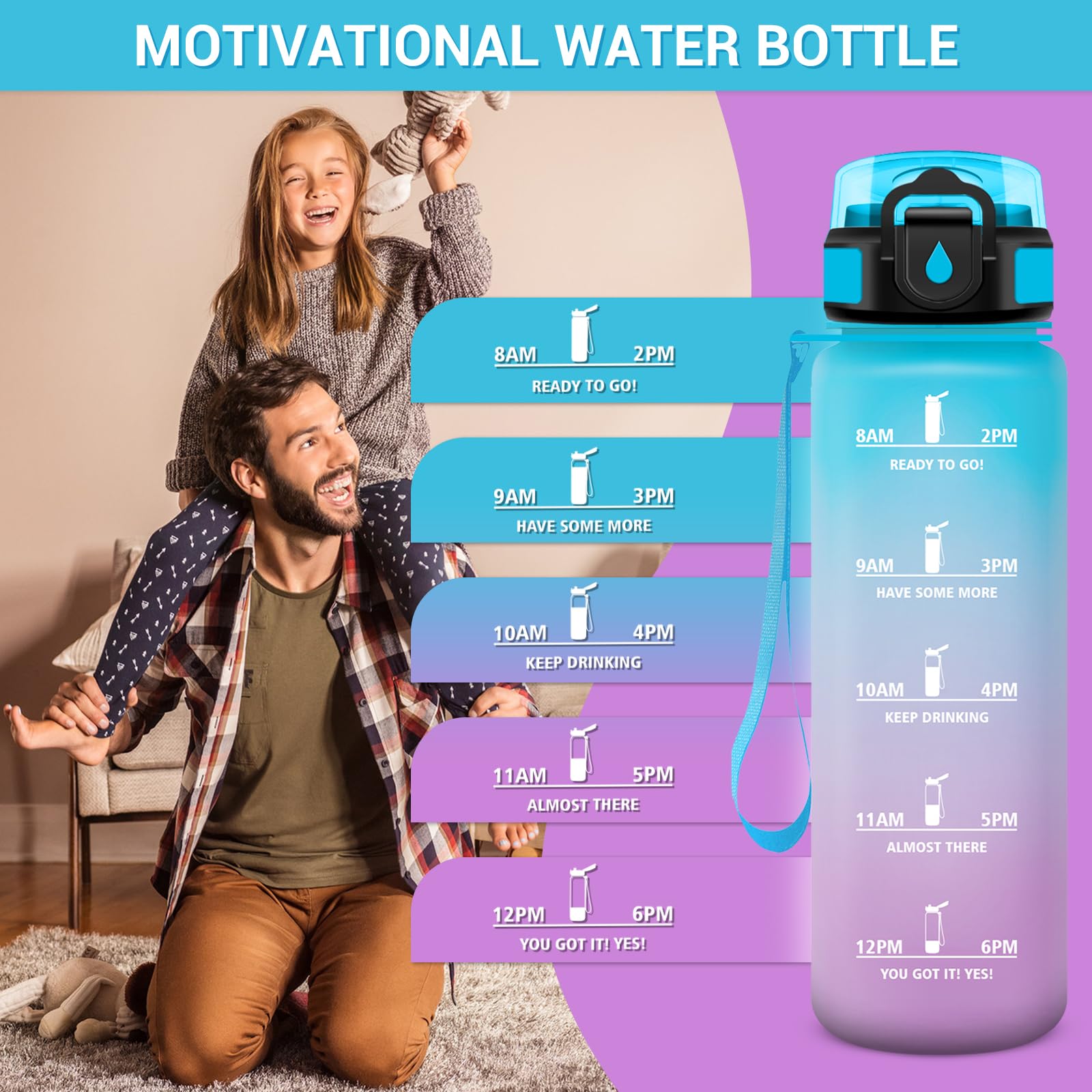 Sport Trinkflasche 1 Liter – Auslaufsicher, Mit Strohhalm, Zeitmarkierungen & Motivierenden Sprüchen, BPA-frei, Für Camping, Laufen, Radfahren & Büro Sport Trinkflasche 1 Liter – Auslaufsicher, Mit Strohhalm, Zeitmarkierungen & Motivierenden Sprüchen, BPA-frei, Für Camping, Laufen, Radfahren & Büro