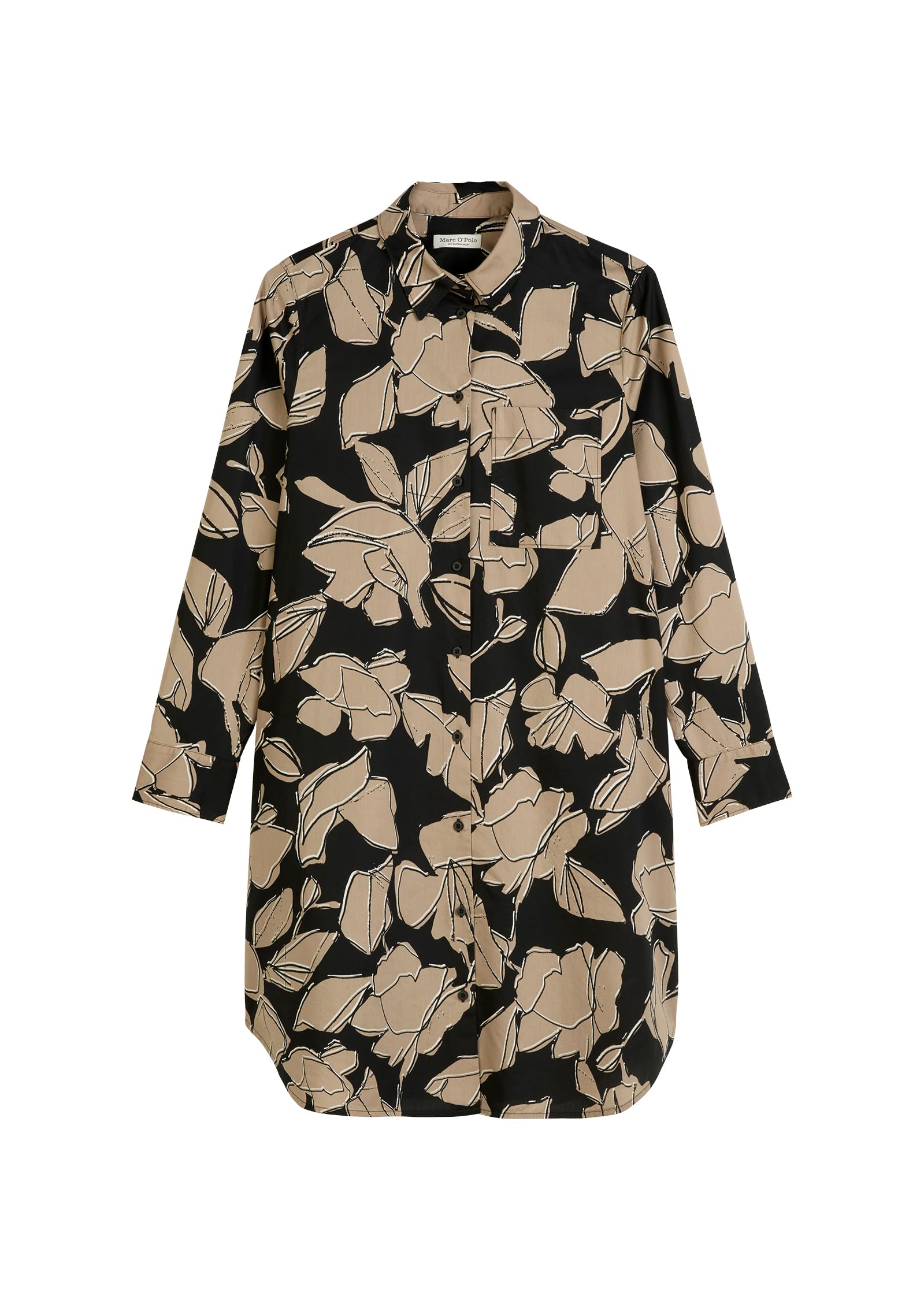 Marc O'Polo Damen Hemdblusenkleid mit Allover-Print Knielang