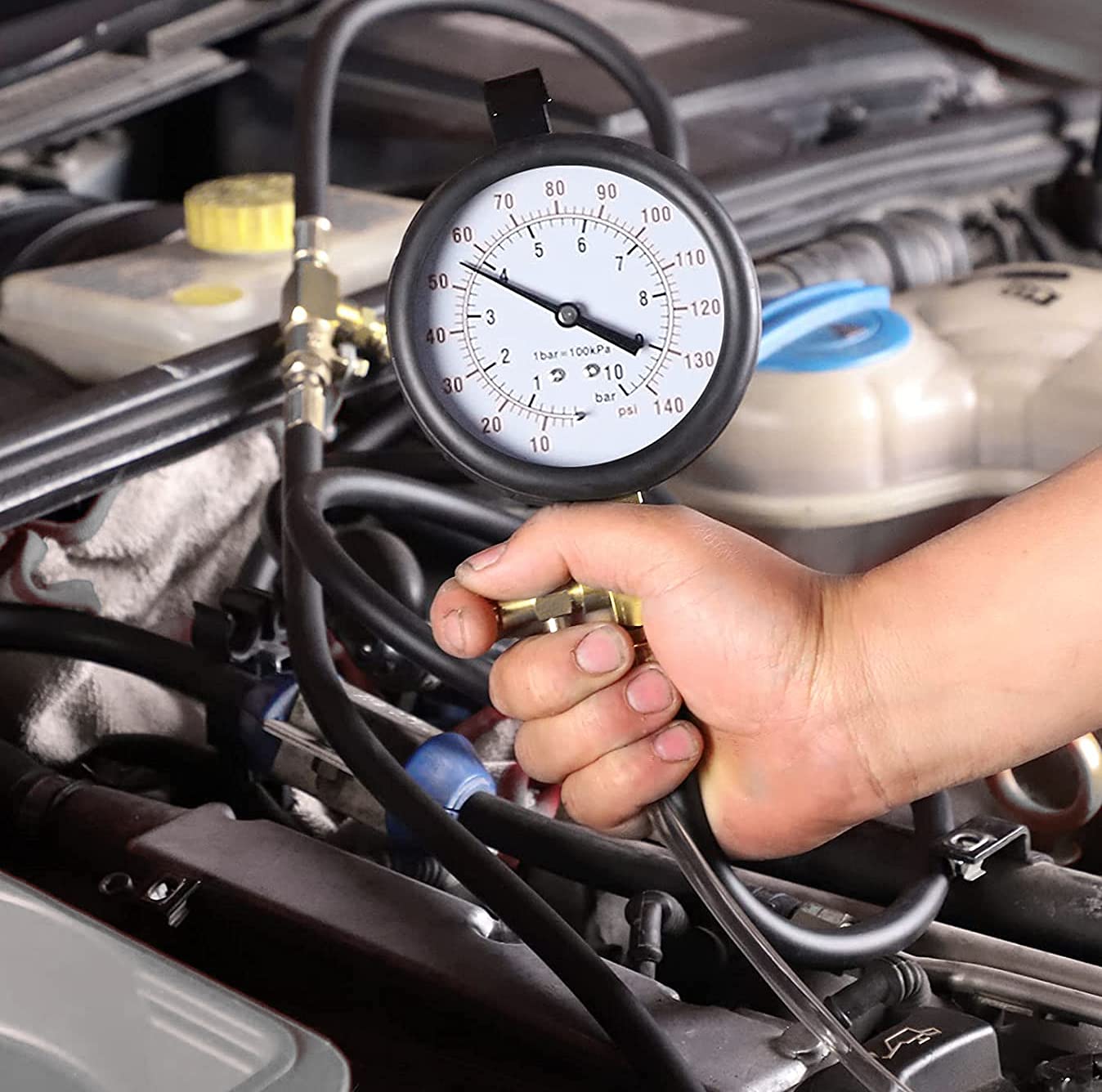 Medidor de compresión de combustible para motores Diésel y Gasolina, 0 a 10 bar TU-443. Compresimetro gasolina