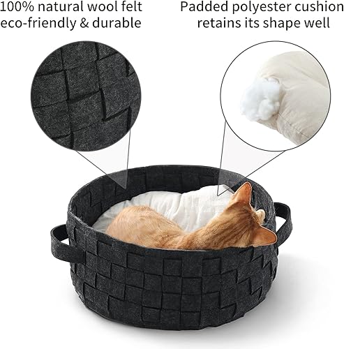 Miniatura 3 de FUKUMARU Cama para gatos, cama redonda de 18 pulgadas, camas acogedoras para gatos de interior, cama lavable para mascotas con cojín extraíble