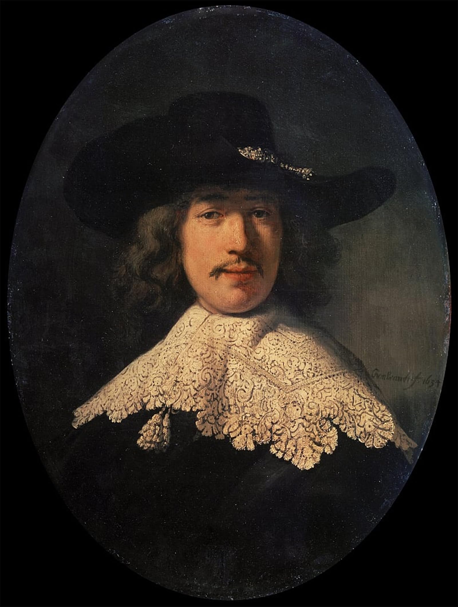 SERENDIPITP Vintage Wall Art Canvas Nordic Poster Canvas Print Picture Portrait of a young man with a Lace collar by Rembrandt van Rijn Wall Art Poster for Home Decor 60x90cm