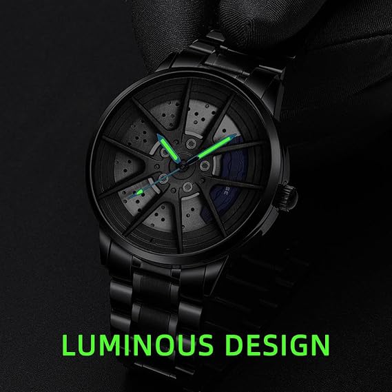Men Creative Watch, Men Custom Design Waterproof Sport Wrist Watch Men 3D Car Wheel Quartz Wrist Watch H