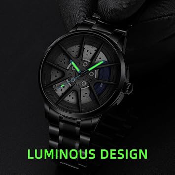 Men Creative Watch, Men Custom Design Waterproof Sport Wrist Watch Men 3D Car Wheel Quartz Wrist Watch H