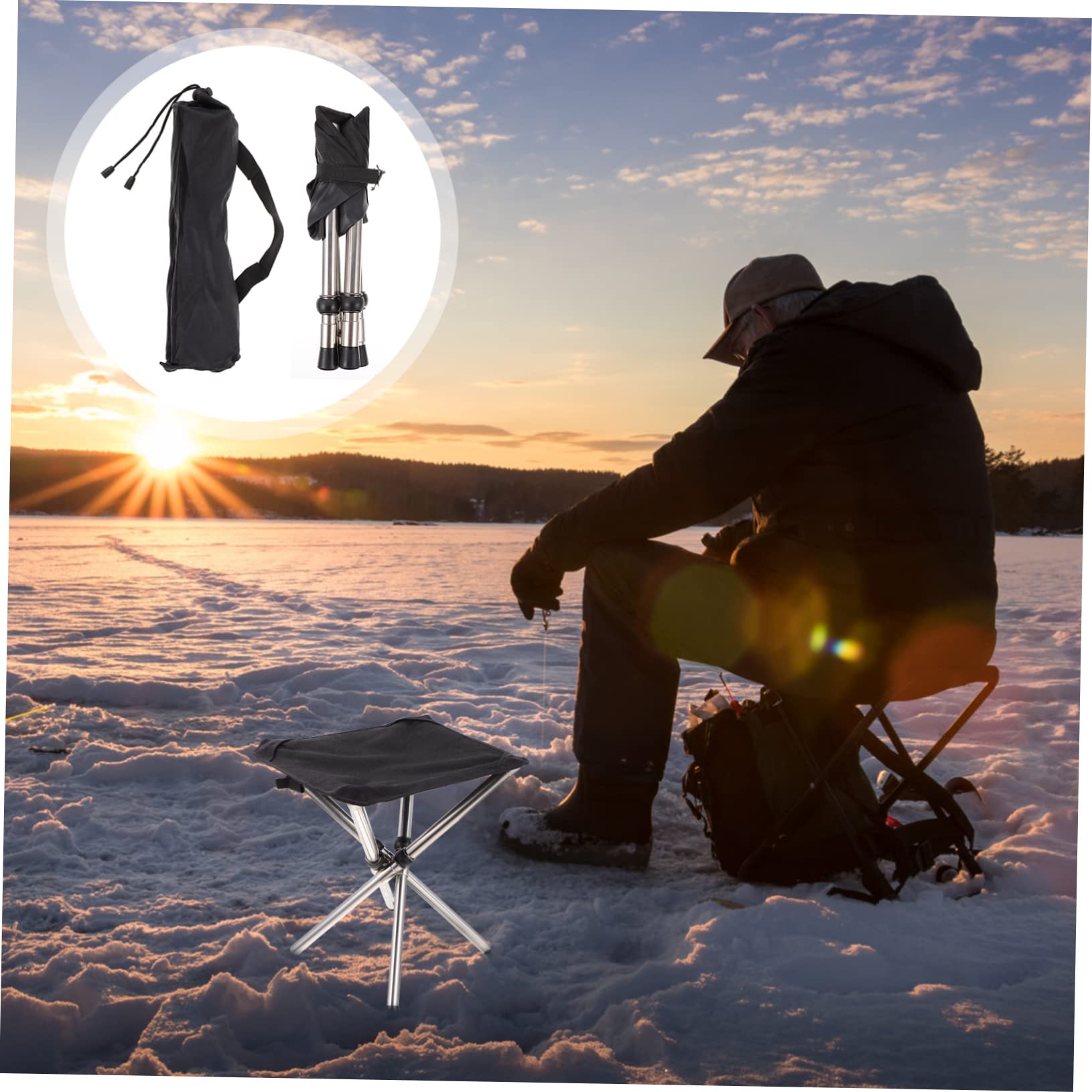 Mikikit Sgabello Pieghevole Telescopico Portatile da Campeggio Nero | Acciaio Inossidabile, Viaggio e Spiaggia, 1 Pezzo, Sedia da Esterno Pratica e Compatta