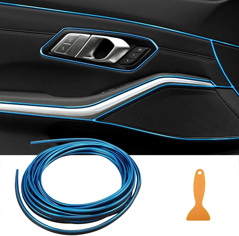 Friso Decorativo para Interior Automotivo TOMALL em PVC com Efeito Metálico Azul – 5 m