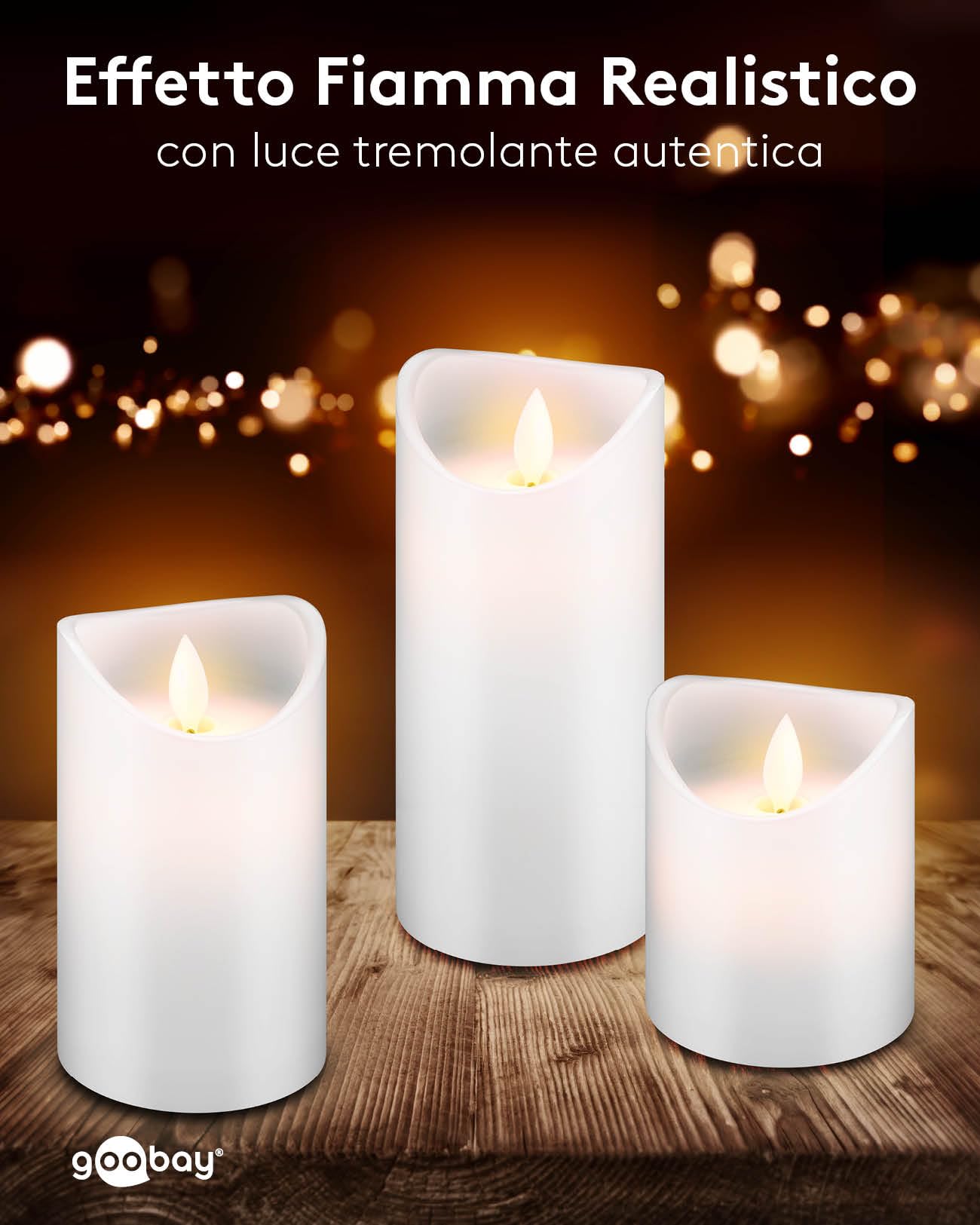 Goobay Candela con Luce LED Set di 3
