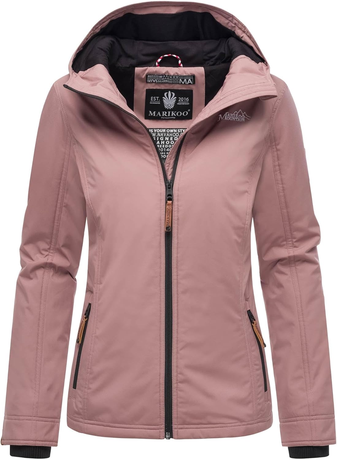 Marikoo B862 Overgangsjas voor dames, voorjaar, licht gevoerd, capuchon, kort, Donkerblauw, S Marikoo B862 Overgangsjas voor dames, voorjaar, licht gevoerd, capuchon, kort, Donkerblauw, S