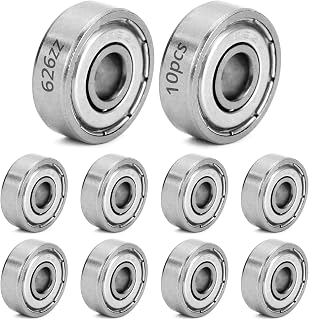 QWORK® 10 Stück 626ZZ Kugellager, Metall Double Shielded Miniatur Rillenkugellager, 6x19x6mm, Kohlenstoffstahl