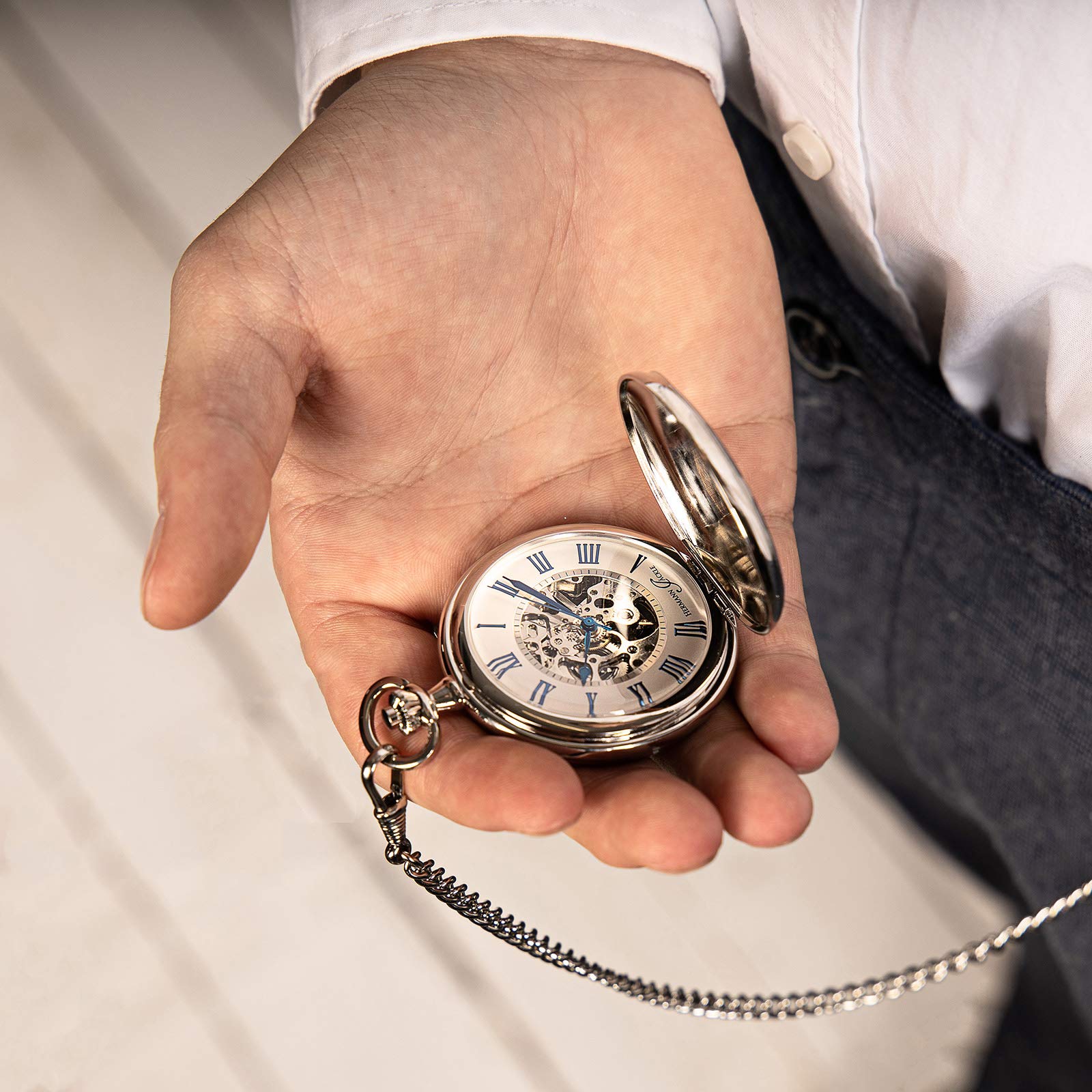 Hermann Jäckle Herren Taschenuhr Ettlingen II Skelett Handaufzug