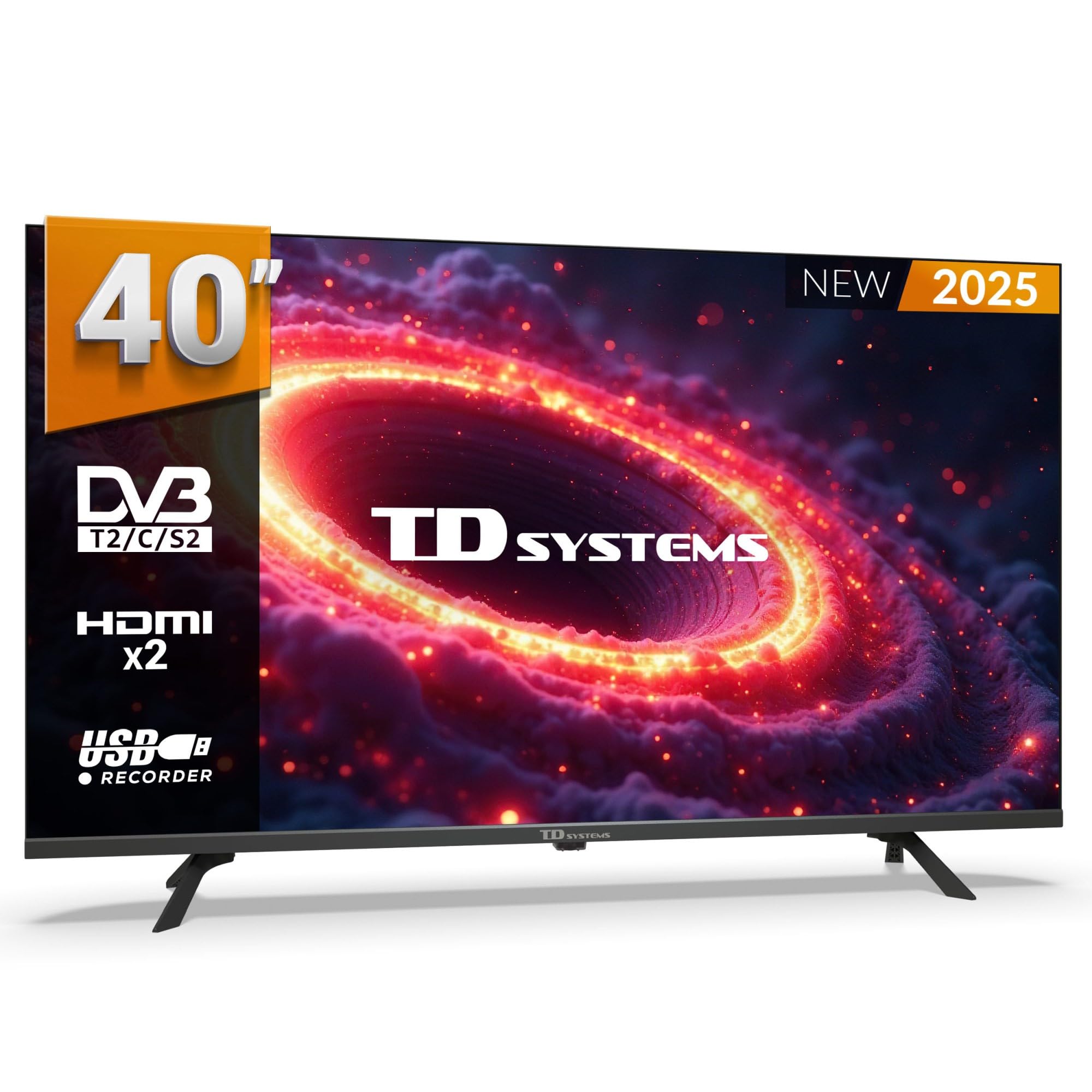 TD Systems - Televisor 40 Pulgadas Full HD no Smart TV, televisión TDT 2025, televisores con 3 años de garantía, 2X HDMI, USB Reproductor y Grabador - PRIME40K21F