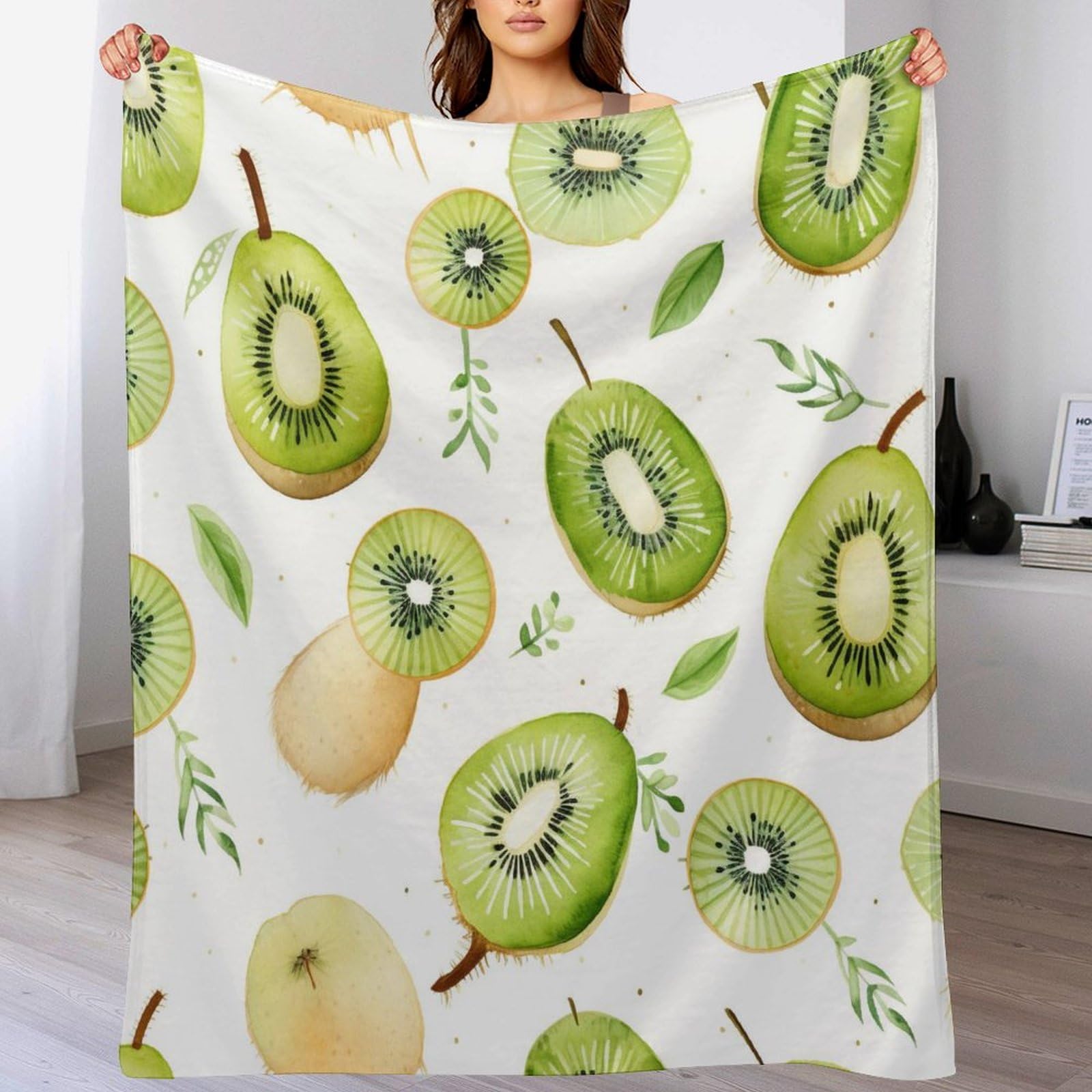 Couverture motif fruit en flanelle plaid 3D chaud pour lit et canapé