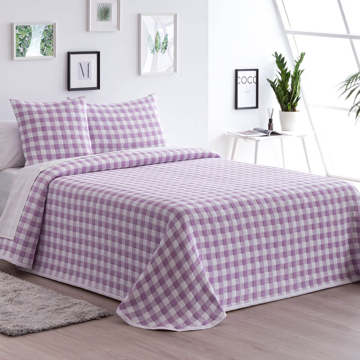 Colcha Jacquard LENZO - Cama 135 cm - Color Lila
